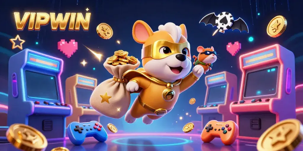 Engage in entertaining gaming adventures with VIPWIN as the superhero dog flies with gold coins.