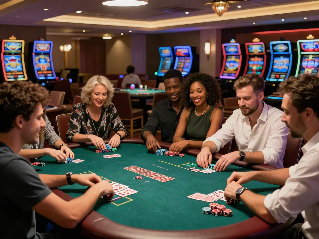 Exciting casino gaming scene demonstrating the thrill of winning with a casino bonus sans depot.