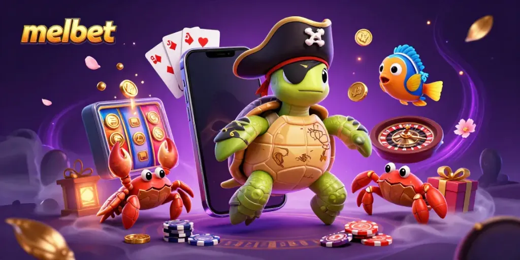 Experience thrilling melbet action with colorful casino treasures and animated characters in a vibrant 3D scene.