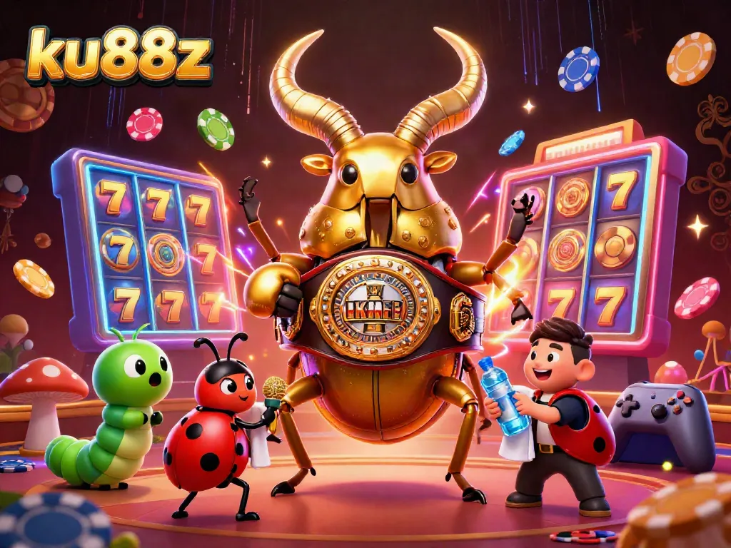Experience thrilling slots action with ku88z in vibrant 3D illustration of casino adventures.