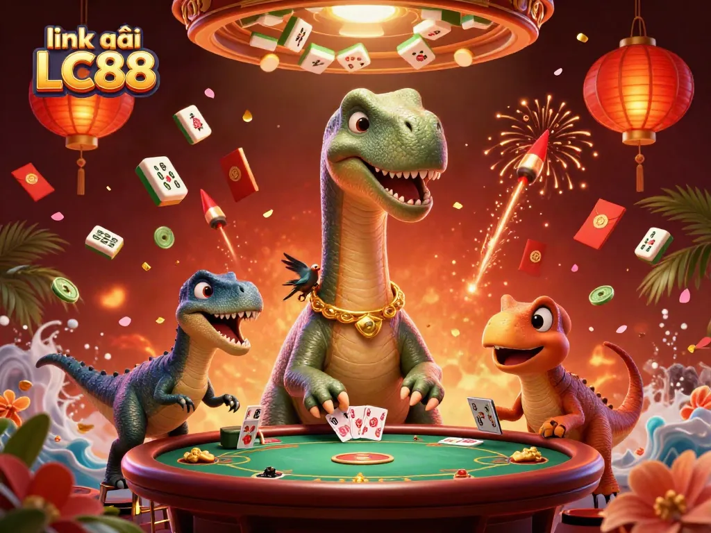 Experience the thrill of games at link vào LC88 with vibrant casino elements and dynamic characters.